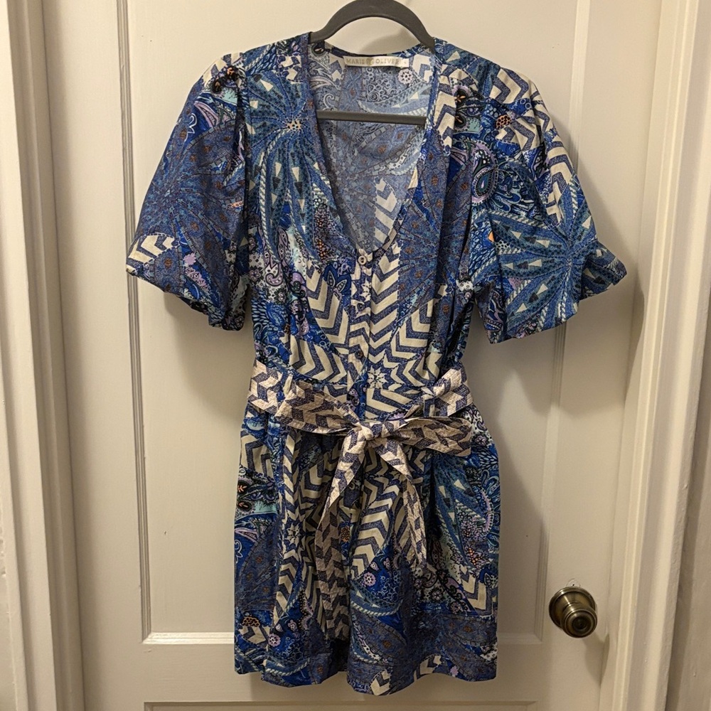 Blue Patterned Women's romper